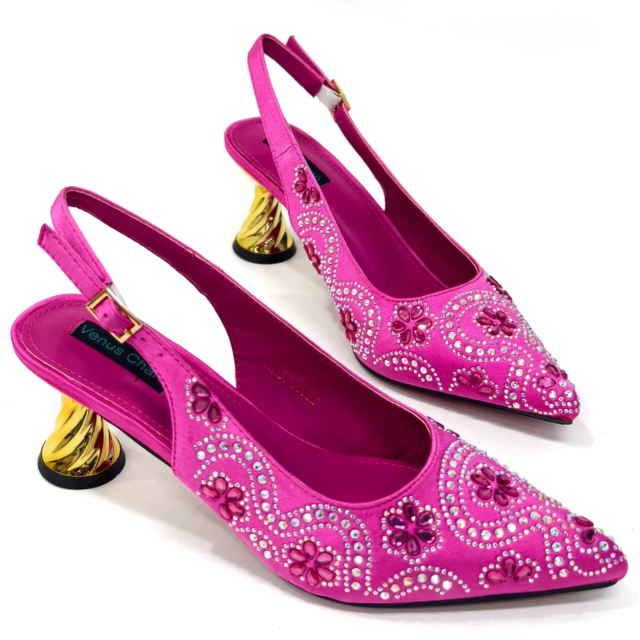 Newest 8 Colors INS Style FUCHSIA Color Elegant Low Heels Nigeria Popular Design African Ladies Shoes And Bag Set for Wedding Birthday Party Night Business Dinner Ladies Luxury Fashion Apparel Accessories Shoes Products
