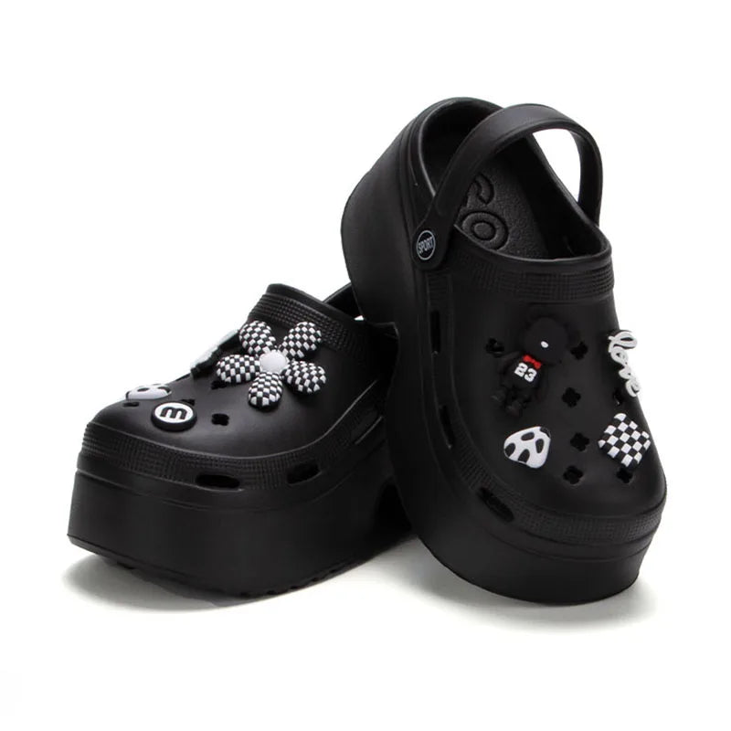 Women Chunky Platform Sandals Summer Soft Thick Sole Diy Clogs Garden Shoes Woman Closed Toe Non-Slip Beach Slides Sandals