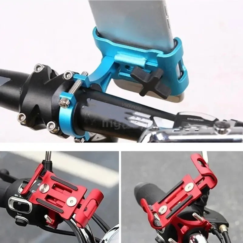 NEW Arrivals Gold/Gray Color Metal Motorcycle Bike Phone Holder Aluminum Alloy Anti-Slip Bracket GPS Clip Universal Bicycle Stand Support for All Smartphones