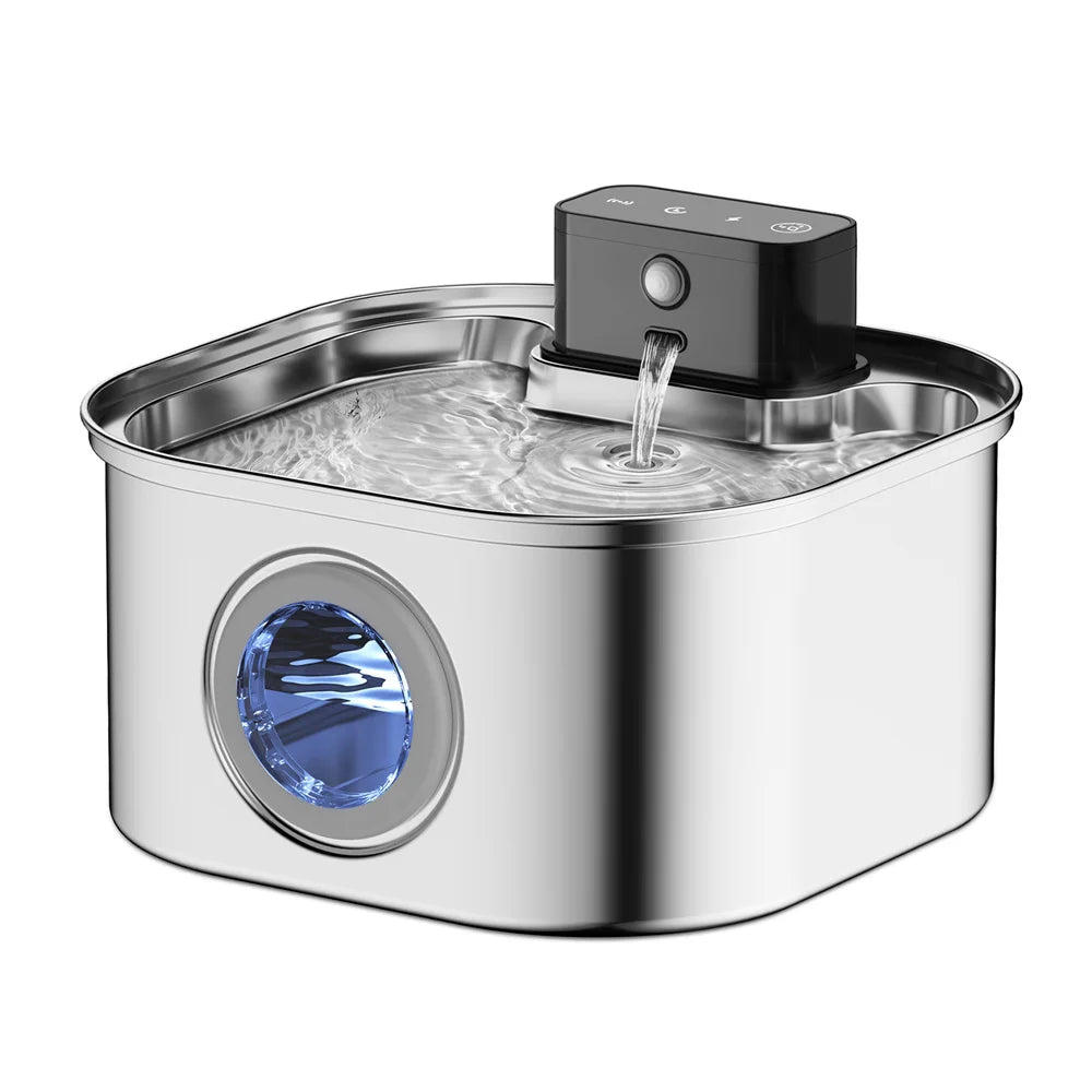 NEW Arrivals 3.2L Sensor Stainless Steel Wireless Charging Cat and Dog Water Fountain Rechargeable Automatic Induction 45 Days Standby Cycle Filter Pet Drinking Bowl