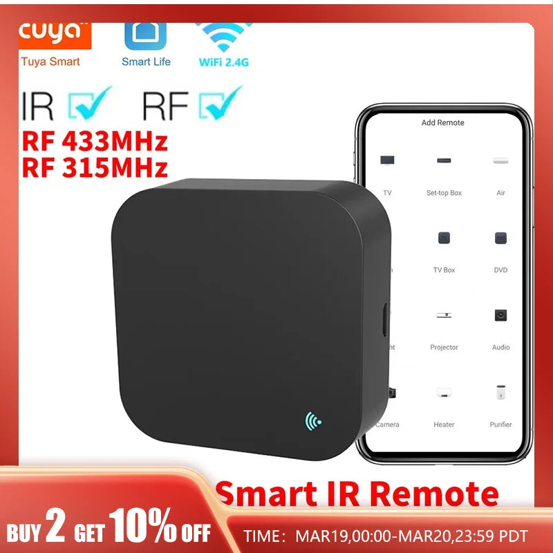 Tuya WiFi RF IR Remote Control 433MHz/315MHz For Smart Home Via SmartLife for Air Conditioner ALL TV Support Alexa,Google Home
