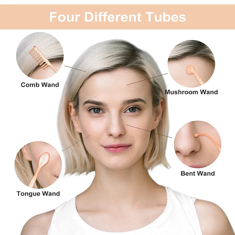 NEW Orange High Frequency Facial Machine Full Set Electrotherapy Wand Neon Argon Tubes Wands Device Face Skin Care Accessories Beauty Tools Home Use Ladies Beauty Salon Spa Supplies