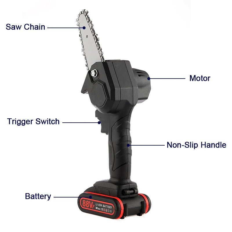 10Pcs/Set Portable Mini Electric Saw Fruit Tree Cordless Electric Garden Scissors Rechargeable Tools Scissors And 4inch Chainsaw