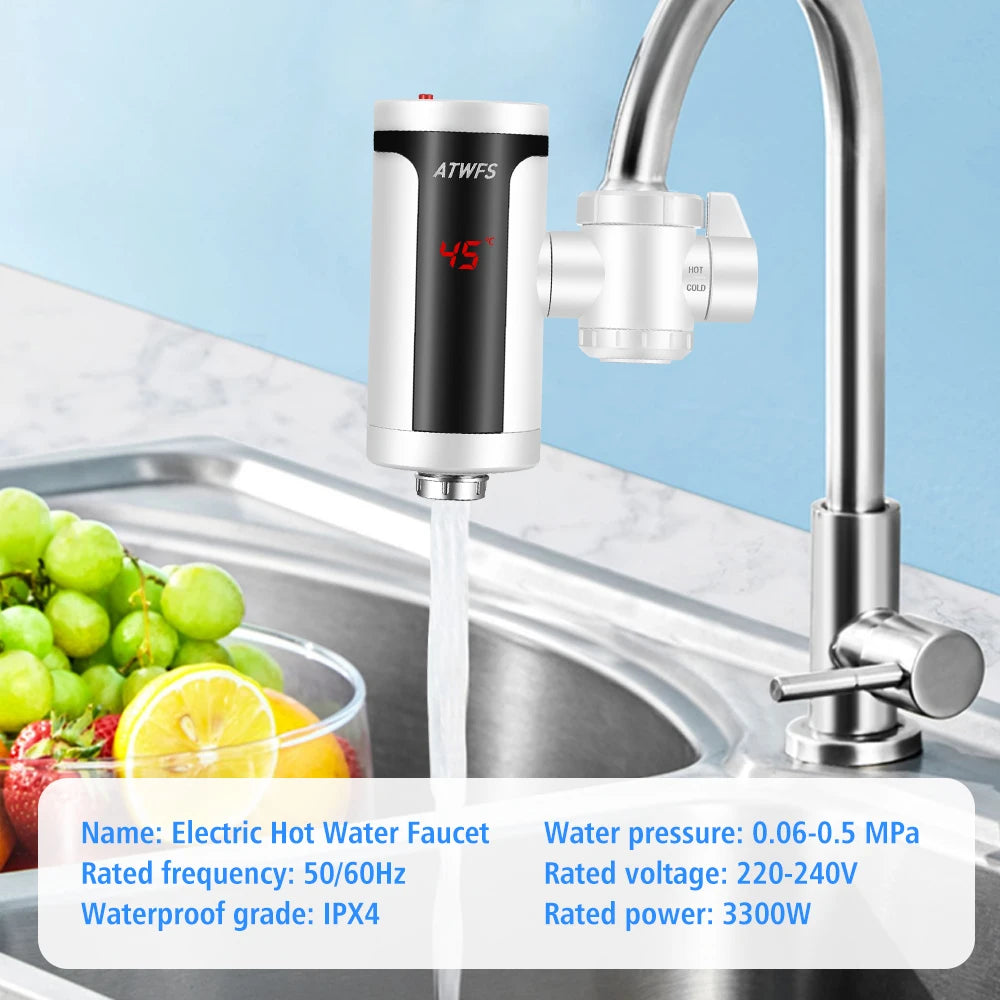 3300W Instant Hot Water Tap Electric Faucet Modern Instant Water Heating Faucet Kitchen Water Heater