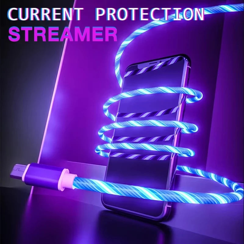 NEW Arrivals Luminous LED Light 5A 1M 2M USB Type C Fast Charging Cable for iPhone 15 16 Pro Max Xiaomi Samsung OPPO Huawei Mobile Phones Accessories