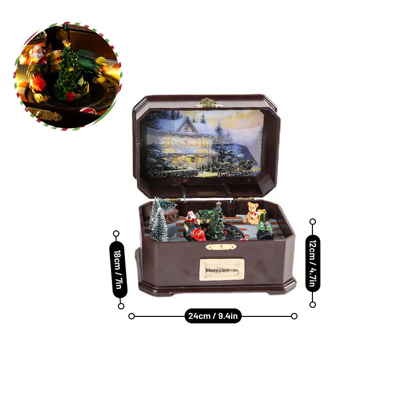 New Luminous Christmas Music Box Rotating Music Box Xmas Santa Claus Train Ornaments Ideal Christmas Gift for Kids Girlfriend