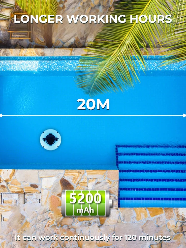 NEW UK/ US/ AUS/ EU Plug Powerful Wireless Cordless Robotic Pool Cleaner Pool Vacuum with Dual Motors Self Parking for Flat Ground Swimming Pools Set Water Pool Cleaning Supplies