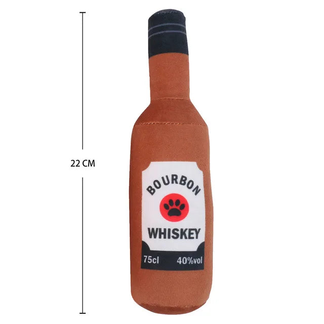 NEW Arrivals Creative Beer Champagne Vodka Bottle Shaped Plush Dog Squeaky Toys Soft Small Large Dog Interactive Bite-Resistant Clean Chew Toy Pet Accessories
