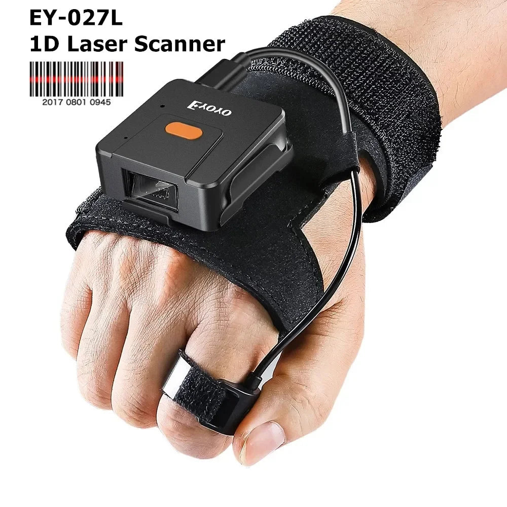NEW 1D 2D Glove Wearable Ring Bluetooth Barcode Scanner Hand Wearable Finger Trigger Portable Wireless QR Code Scanner Reader