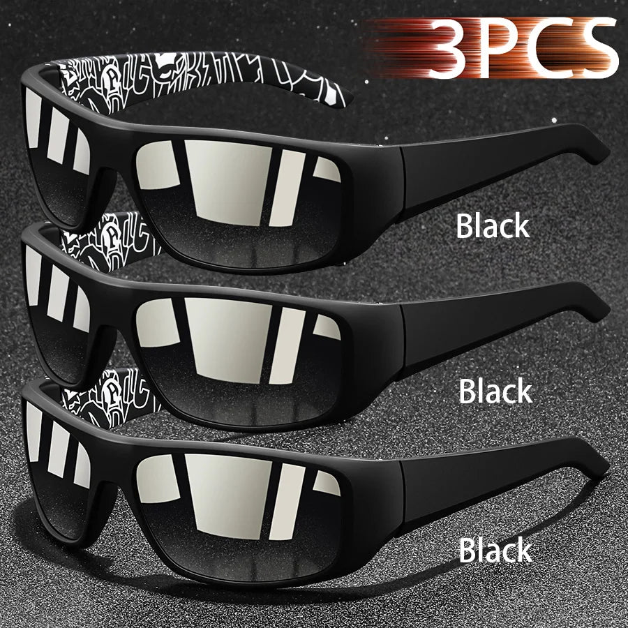 NEW Arrivals 3PCS Set Fashion Vintage Fishing Cycling Sports Sunglasses Men Women Running Mountaineering Sport Man Sun Glasses UV400 Eyewear