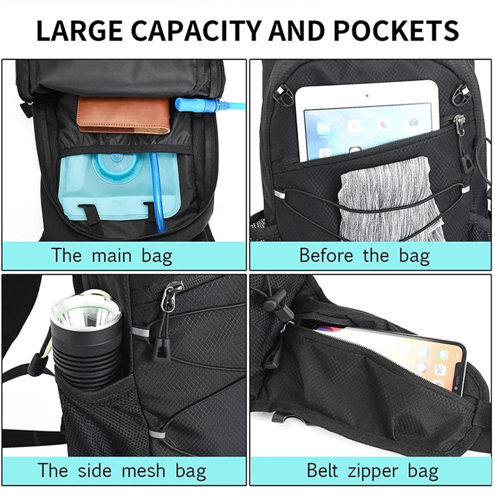 NEW Arrivals 3PCS Set Women Men Outdoor Travel Trail Running Hiking Climbing Camping Cycling Ultralight Backpack Hydration Jogging Vest Breathable Marathon Bicycle Bag Water Bottle 500ML