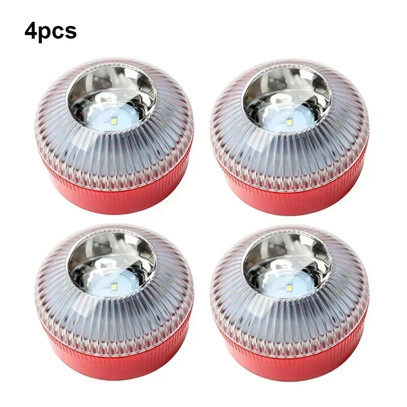 4 PCS Set Newest Portable Emergency Light Car Emergency Beacon Light Orange/Blue/Red Magnetic Induction Strobe Light Waterproof Flashlight Car Safety Accessories