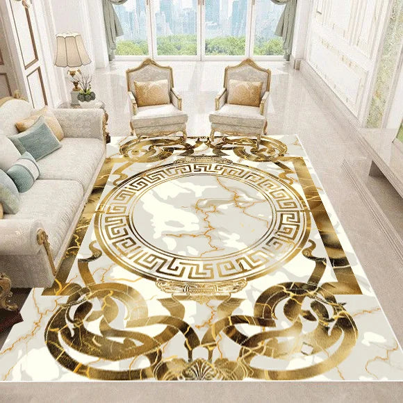 NEW Arrivals 12 Patterns Luxury European Style Carpets Living Room Sofa Side Rugs Home Decoration Soft Golden Carpet Bedroom Cloakroom  Floor Mat