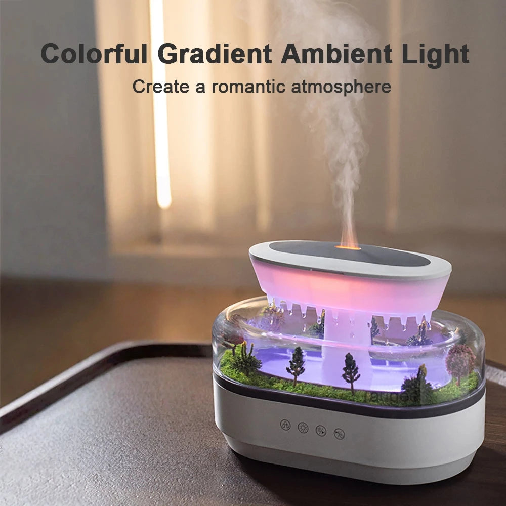 New Aroma Humidifier Raindrop Air Humidifier Colorful Atmosphere Light White Noise Music Essemtial Home Oil Fragrance Diffuser