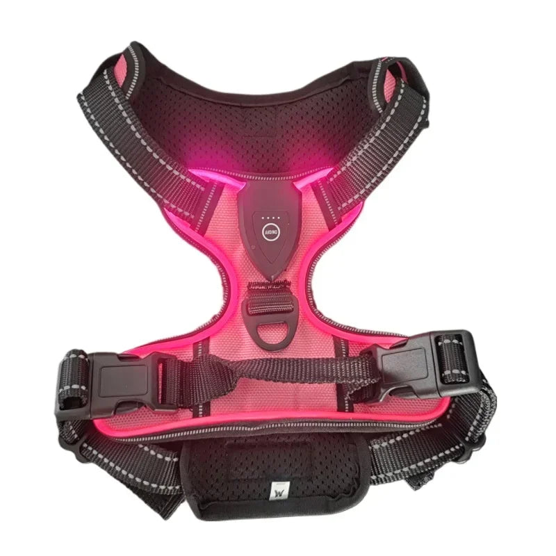 NEW Arrivals LED Light Up Dog Harness No Pull Adjustable Rechargeable Pet Luminous Vest Harness Small Medium Large Dogs Outdoor Night Walking Running Pet Supplies