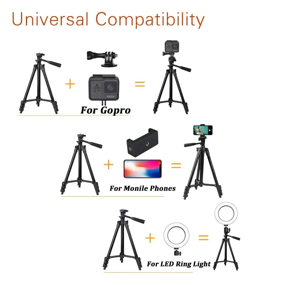 NEW NA-3120 Phone Tripod Stand 40inch Universal Photography Live Streaming YouTube TikTok Reels Video Recording for iPhone Samsung Xiaomi Huawei iPhone Aluminum Travel Tripod