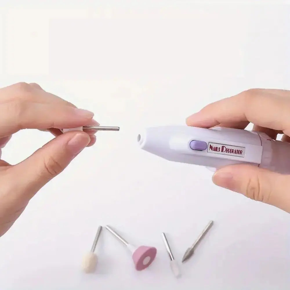 5in1 Electric Nail File Set Portable For Acrylic Nails Fake Nail Tips Cuticle Trimmer Nipper Cutter Cuticle Pusher Manicure Tool