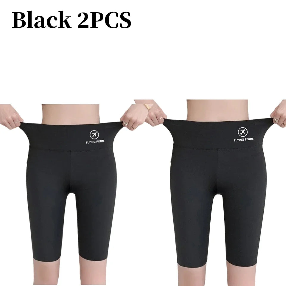 NEW Arrivals 4PCS Set 5 Colors Women's Summer Shark Bottom Pants Riding Running Sports Shorts Elastic Yoga Pants High Waisted Hip Lifting Women Sports Apparel Sets