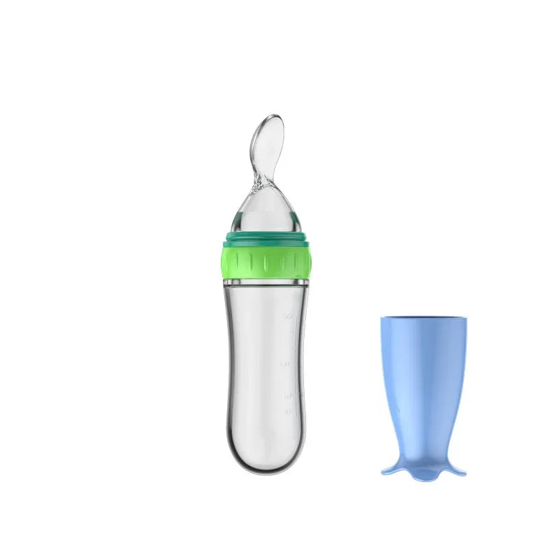 NEW Arrivals Safe Useful Silicone Baby Bottle With Spoon Food Supplement Rice Cereal Bottles Squeeze Spoon Milk Feeding Bottle Cup