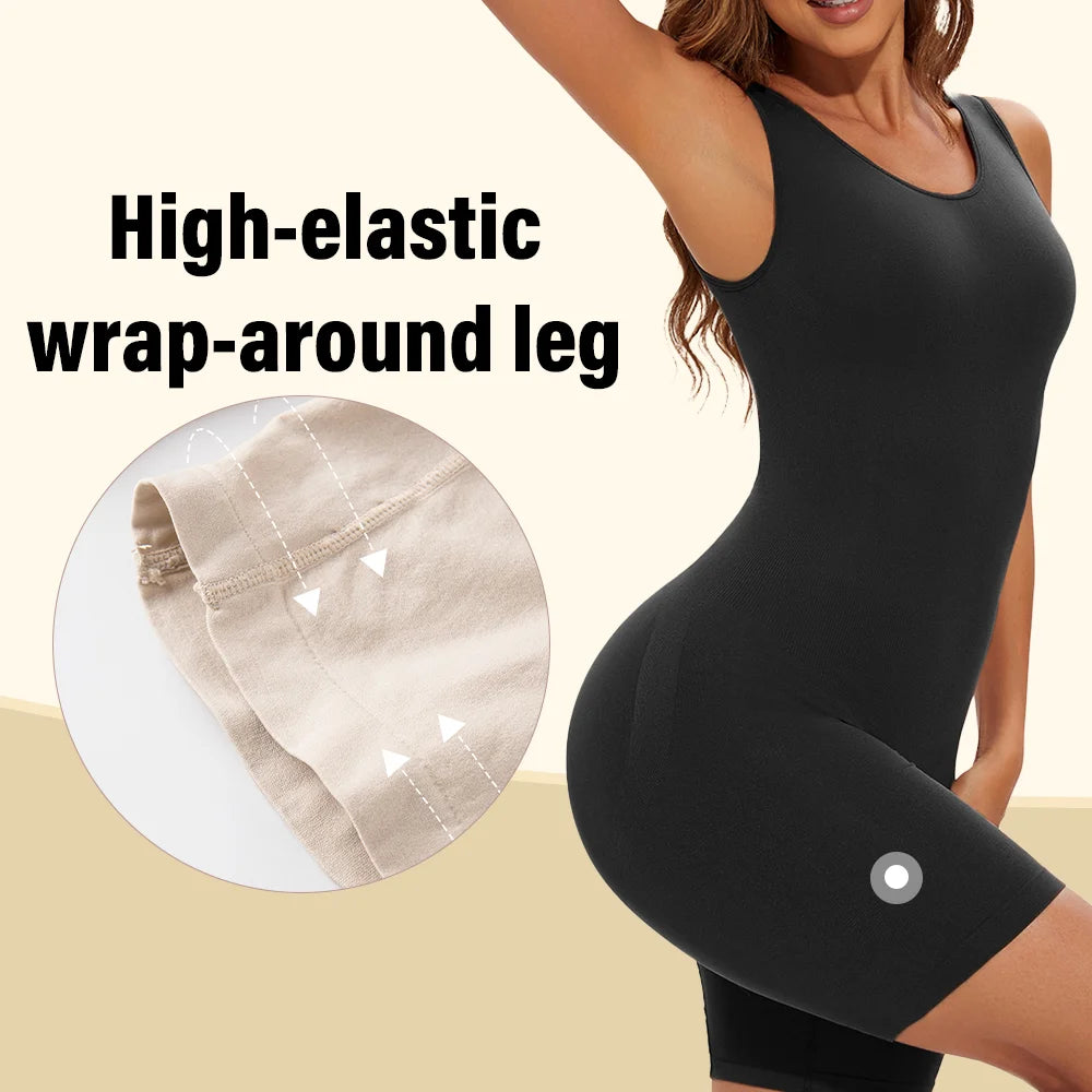 NEW Arrivals 2PCS Set S-2XL Sexy Bodysuits Full Coverage Shapewear Thigh Slim Body Suit Wide Shoulder Body Shaper Jumpsuit Seamless Shapers Slimmer