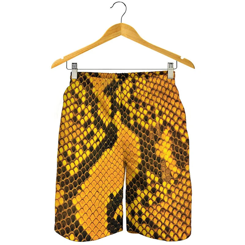 NEW Arrivals Men Summer Snakeskin Beach Shorts For Men Personality Animal 3D Swim Trunks Summer Board Shorts Loose Short Pants Streetwear Men Fashion Casual Apparel Accessories