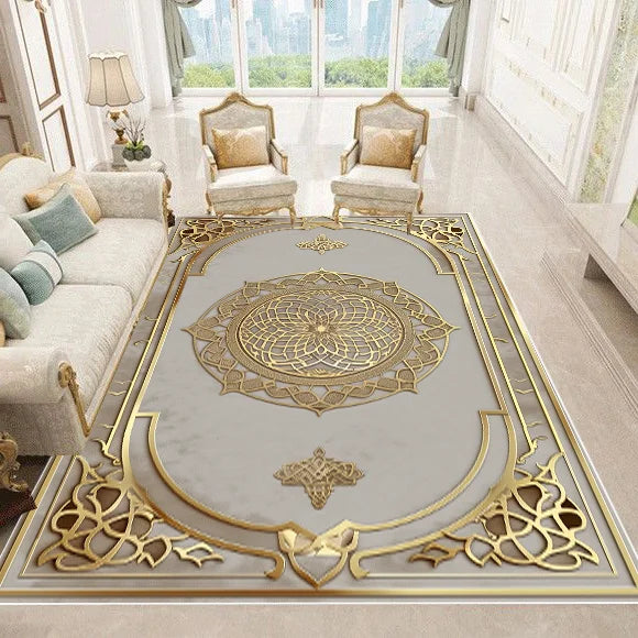 NEW Arrivals 12 Patterns Luxury European Style Carpets Living Room Sofa Side Rugs Home Decoration Soft Golden Carpet Bedroom Cloakroom  Floor Mat