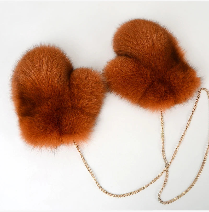 NEW Arrivals Hot Sale Winter Women Luxury Natural Real Fox Fur Gloves Warm 100% Genuine Fox Fur Mittens Girl Fashion Luxury Real Fox Fur Glove