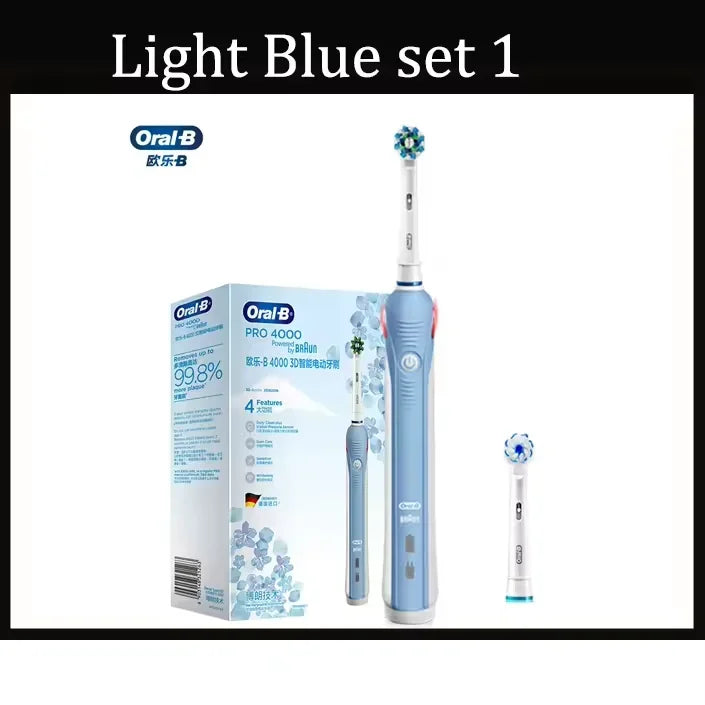 Original Oral B Pro 4000 Full Set Ultrasonic Toothbrush 3D Action Visible Pressure Monitor Electromagnetic Induction Charging Electric Toothbrush USA Origin