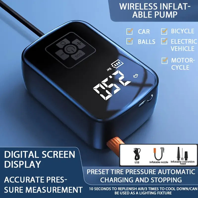 NEW Arrivals Wireless Air Compressor Portable Universal Electric Air Pump Tire Sensor Mini Inflatable Treasure for Car Motorcycle Basketball Mattress Bicycle