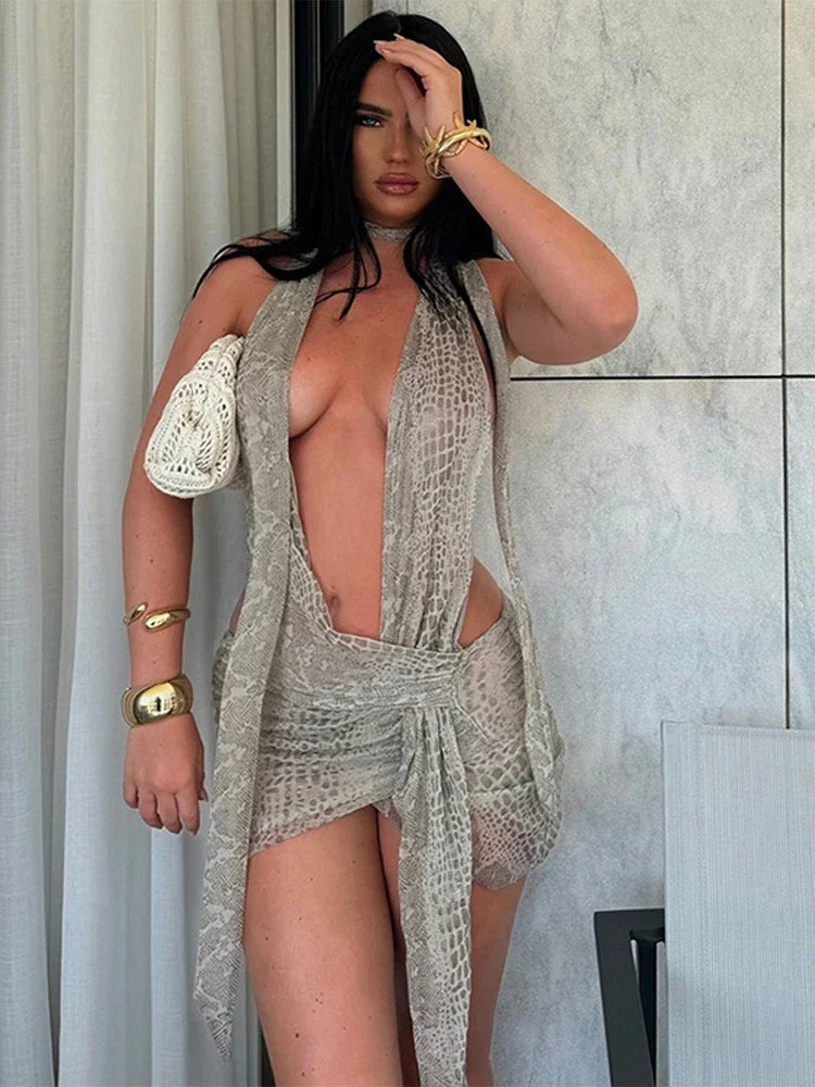 NEW Arrivals UK Size Extremely Sexy Halter Dress Women Hanging Neck Lace Up Nightclub Camisole Sexy Backless Trendy Summer Evening Beach Party Night Clubwear Ladies Mini Dresses