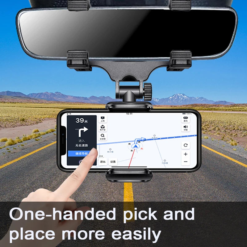 NEW Rearview Mirror Phone Holder for Car Free Rotation Adjustment Phone Mount Stable Gripper Smartphone Navigation Bracket
