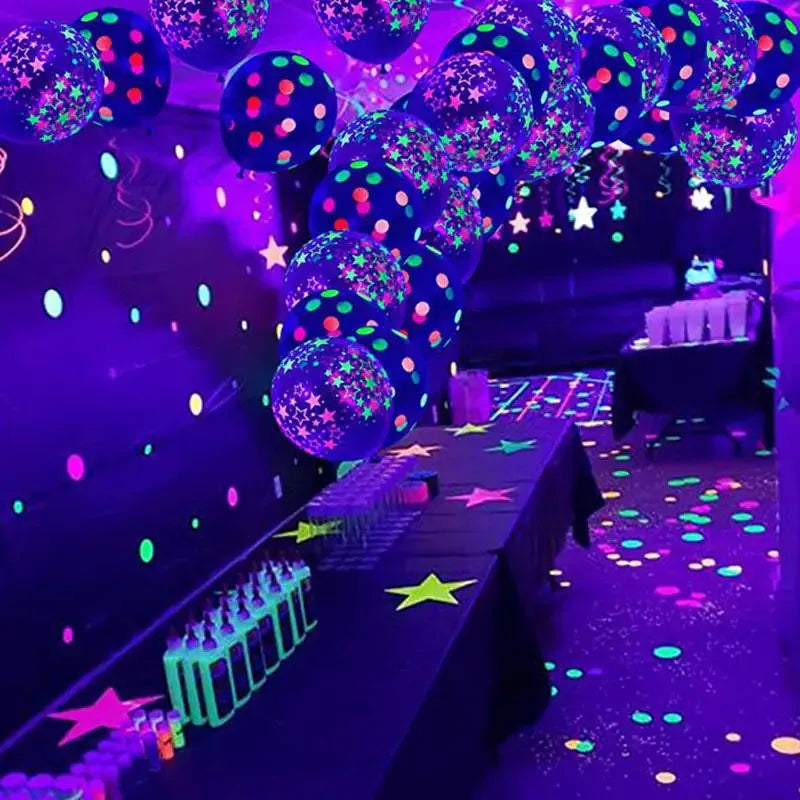 NEW 60PCS Set Happy Birthday Wedding Fluorescent Balloons Glow In The Dark Luminous Dots Latex Balloon For Birthday Wedding Party Decoration Gifts and Toys