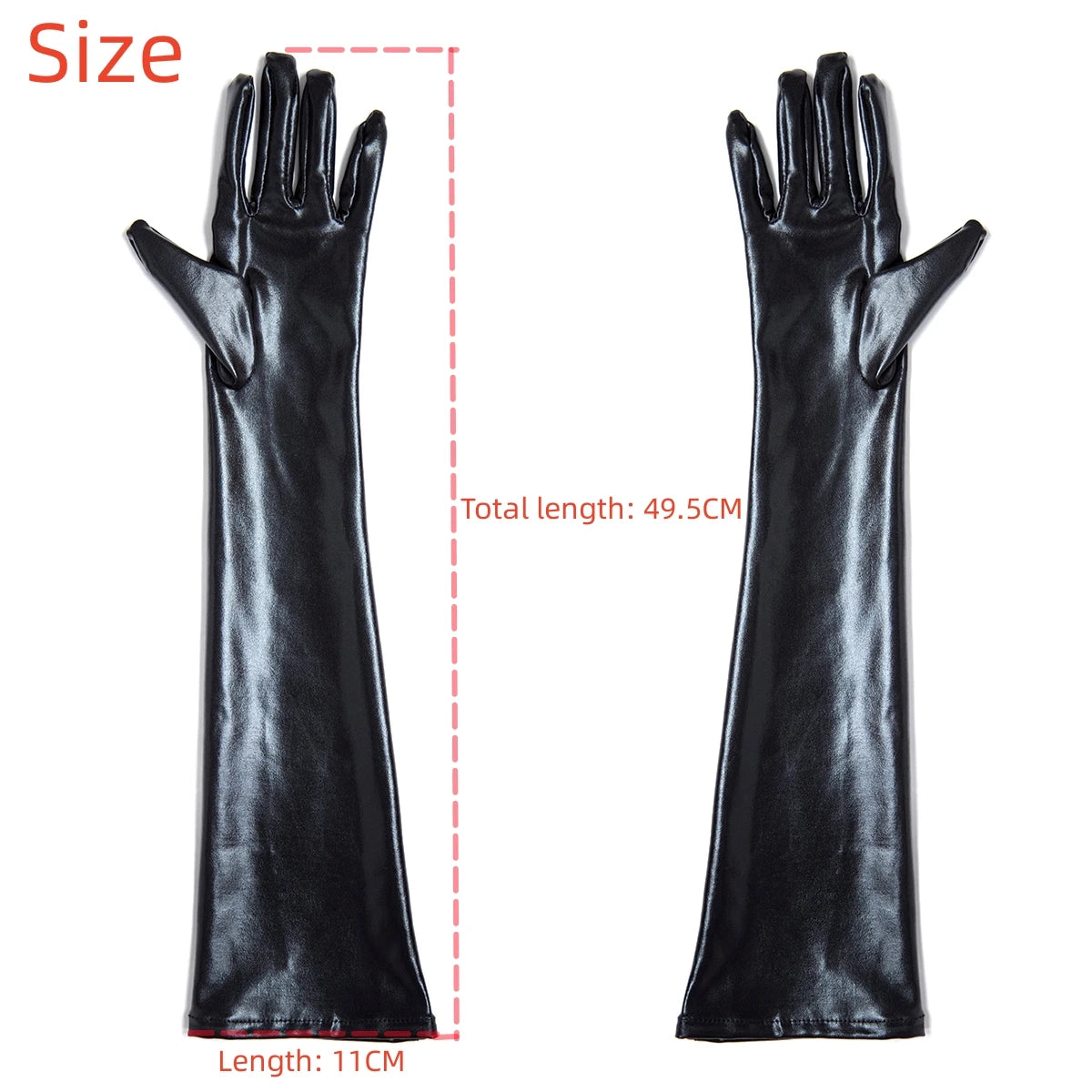Sexy Patent Leather Long Gloves Punk Rock Gloves Hip Pop Jazz Disco Bright Mittens Cosplay Costumes Black Gloves Arm Sleeves