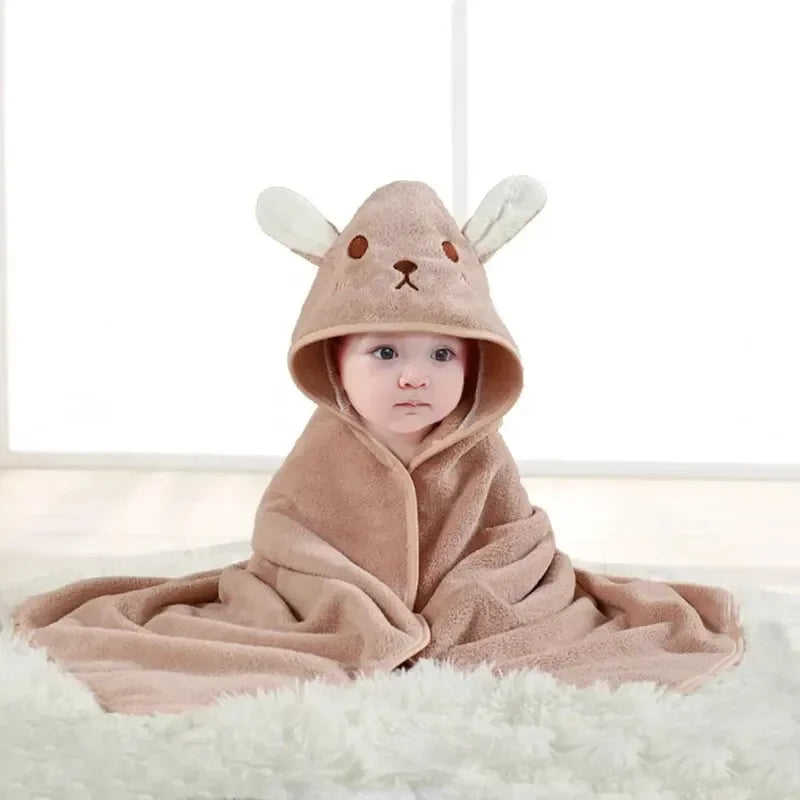 Hot Selling New Cartoon Animal Baby Bath Towel With Hood, Children's Soft And Fast Absorbent Coral Velvet Baby Bath Towel Baby Bathing Apparel Baby Care Supplies