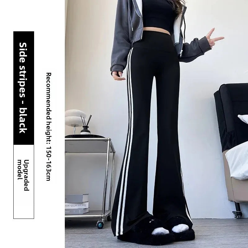 NEW Arrivals (M 50Kg- XL 80Kg) High Waist Stretchy Women's Fitness Yoga Pants Spring Autumn New Style Bell Bottom Abdomen Inning Butt Lifting Outdoor Running Fitness Gym Sports Wear
