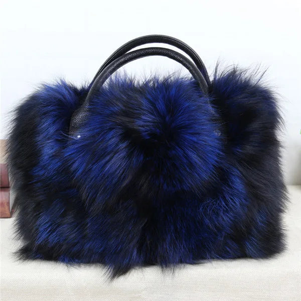 NEW Arrivals Luxury Real Fox Fur Bag Woman Crossbody Bags Furry Casual Fur Handbag Shoulder Bags Clutch Bag Fuzzy Luxury Evening Party Travel Wedding Birthday Party Bag Ladies Luxury Fashion Apparel Accessories Clothing Suppl