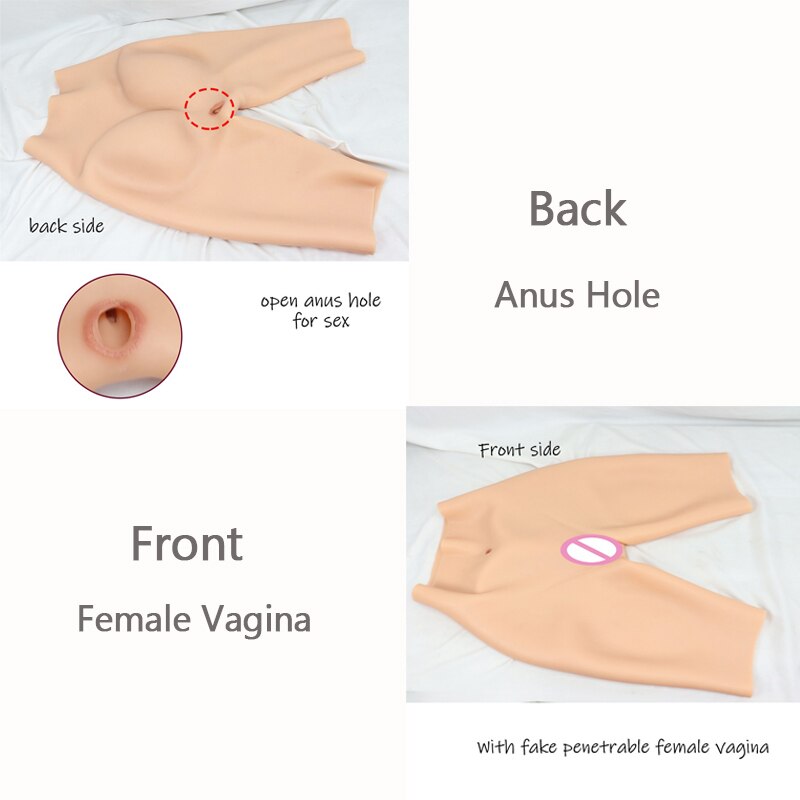 Fake Pussy Pants Silicone Realistic Vagina Cosplay Buttock Hips Up Panties For Crossdresser Transgender Drag Queen Shemale Sissy