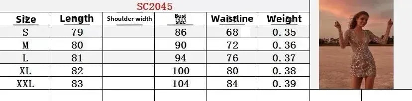 New Arrivals S-3XL Plus Size Spring Summer Women's Luxury Sexy Clothing WT1102 Deep V Long Sleeve Sequined Dress Cross-Border Mini Dress Brightly Colored Ladies Evening Party Dress