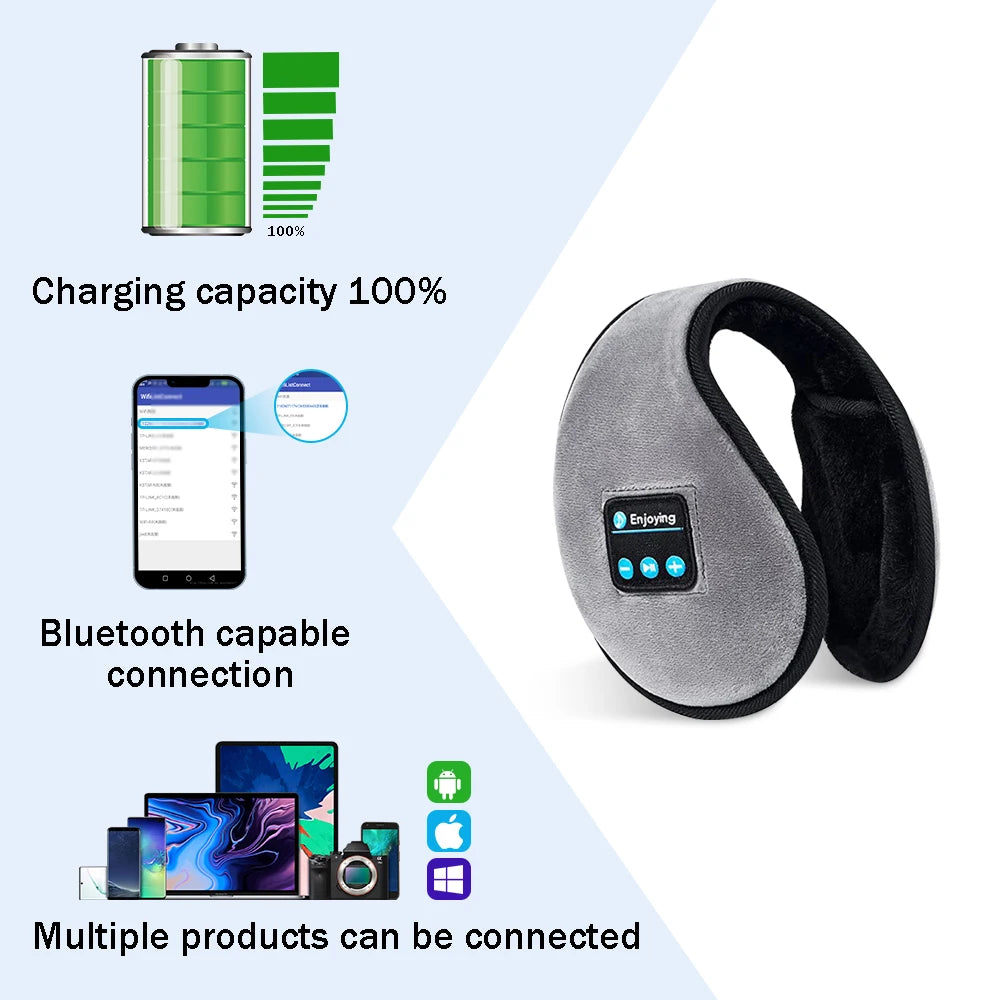NEW Arrivals 2 Drivers with Microphone Bluetooth Ear Muffs for Winter Women Men Wireless Earmuffs Headphones Ear Warmer Winter Music Ear Cover Built-in HD Speakers
