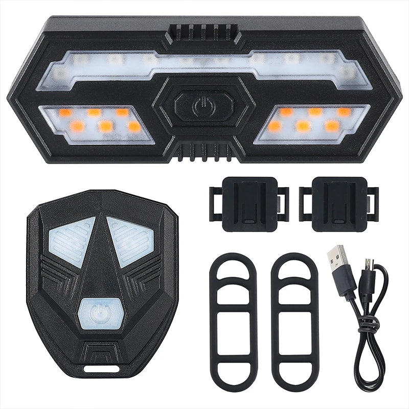 NEW Bicycle Rear Light USB Rechargeable Wireless Waterproof MTB Remote Control Safety Turn Signal Bike Beep Taillights Bicycle Lighting Accessories Sports Supplies