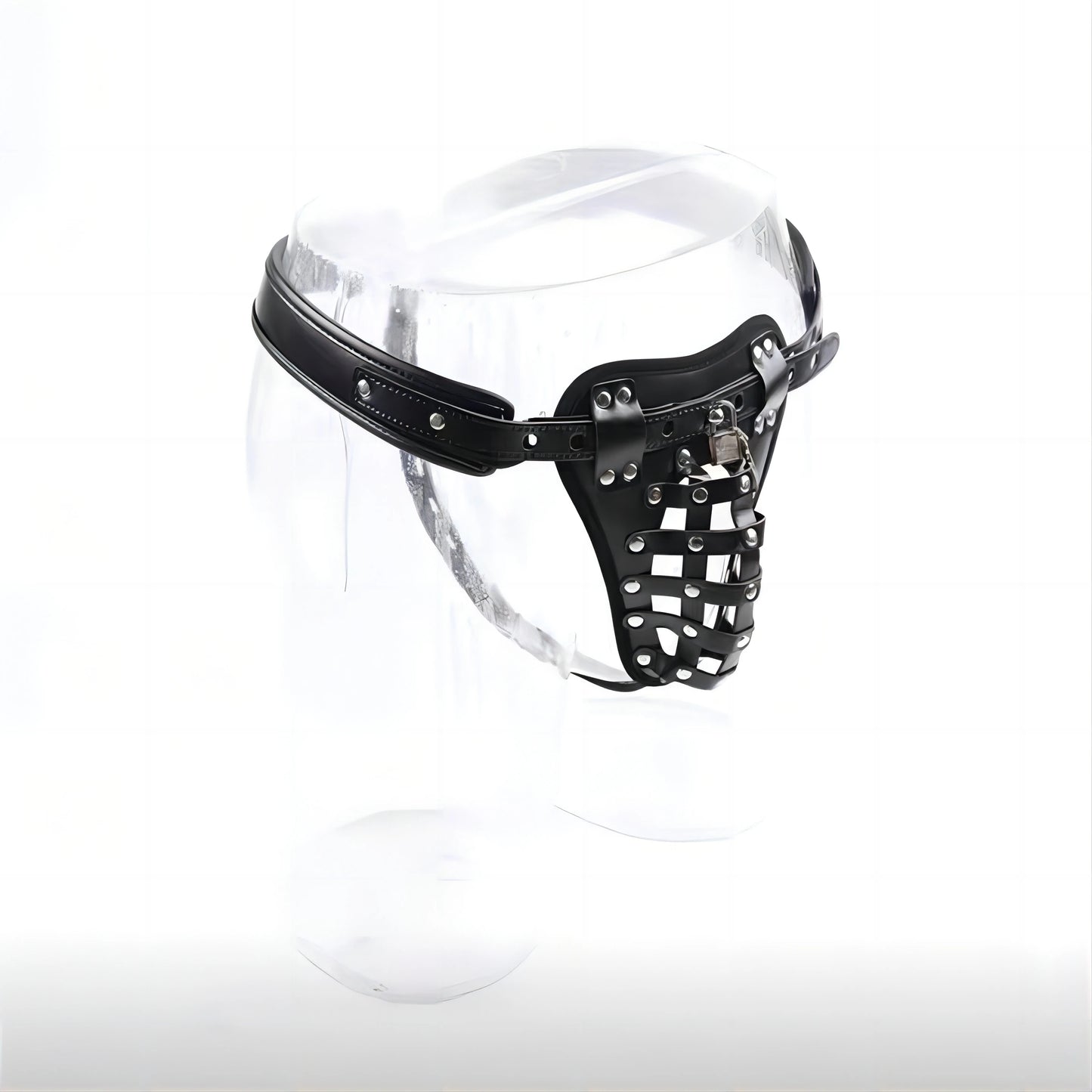 Adult BDSM PU Leather Male Chastity Cage Belt Device Pants Underwear Lock Penis Rings Bondage Erotic Sex Toys for Men Adults Games