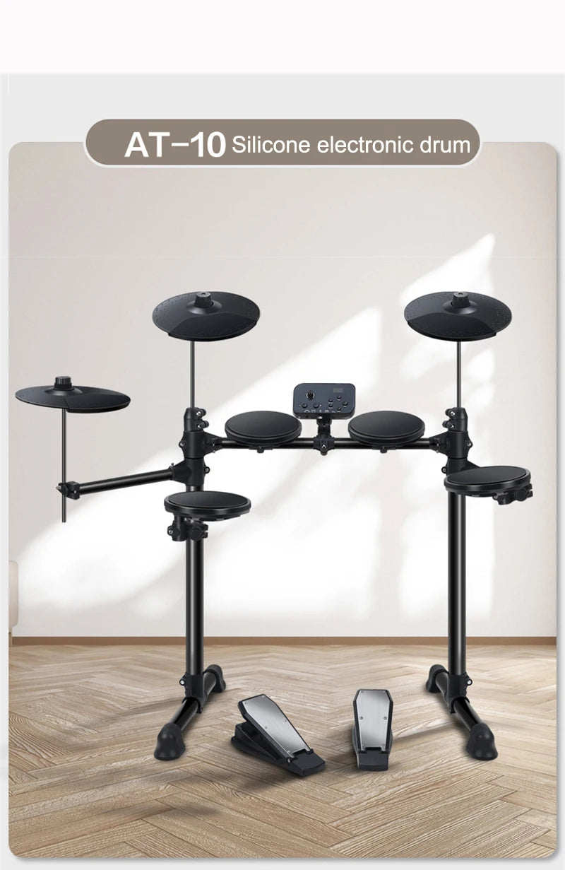 NEW Electronic Drum Set MT10 Convenient 5-Drum, 3-Cymbal All-Silicone Electronic Drum Kit 180 Tones USB, MIDI, Headphone Interface Music Instruments Accessories Supplies