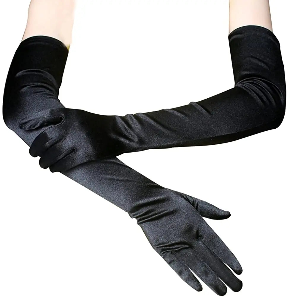 NEW Luxury Opera Satin Gloves Elegant Purple Red Black White Bridal Party Gloves for Wedding Prom One Size Fashion Stretch Women purple Gloves Girls Ladies Luxury Fashion Apparel Accessories Clothing Supplies
