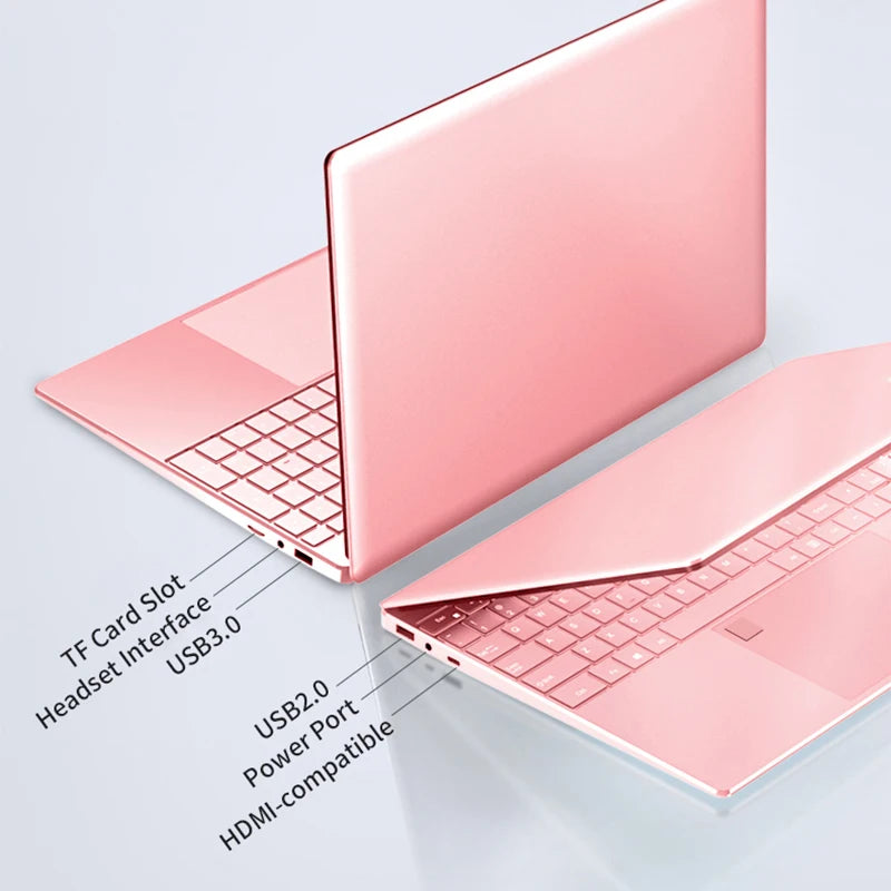 Notebook Brand New Pink Woman Laptop Windows 11" 10 Office Education Gaming 15.6“10th Gen Intel Celeron J4125 12G RAM 1T Dual WiFi Narrow Side Computer Laptops Supplies Electronics Accessories Devices Products