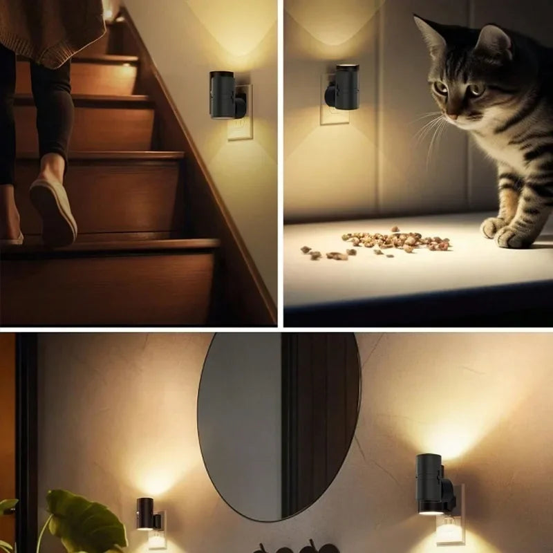 NEW Cylindrical RGB LED Night Light Plug in Modern Wall Lamp Sensor Adjustable Brightness Dimmable Night Lights for Hallway Bedroom