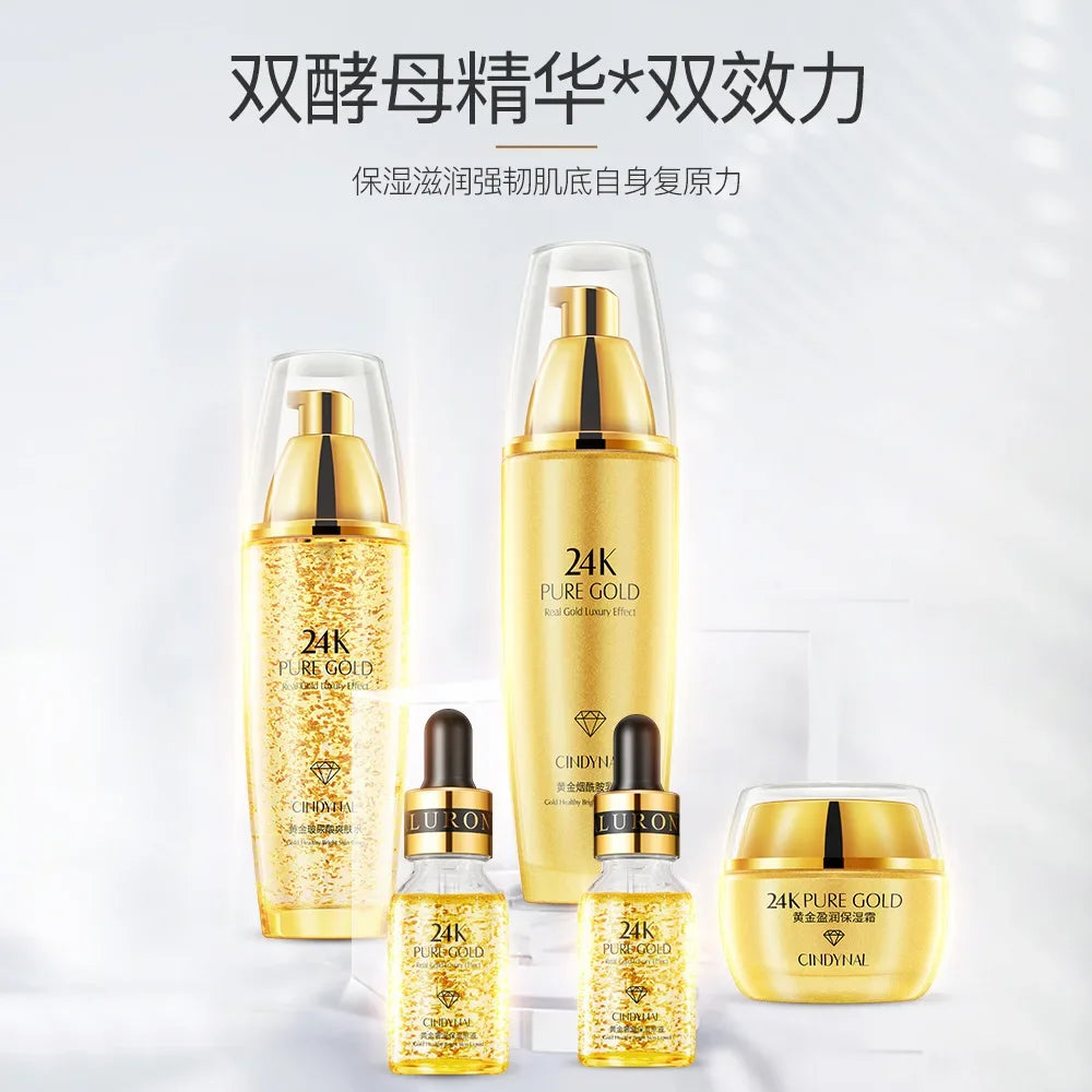 24K Gold Skin Care Sets Moisturizes Shrinks Pore Oil Control 24K Gold Toner Face Cream Emulsion Facial Essence Sets
