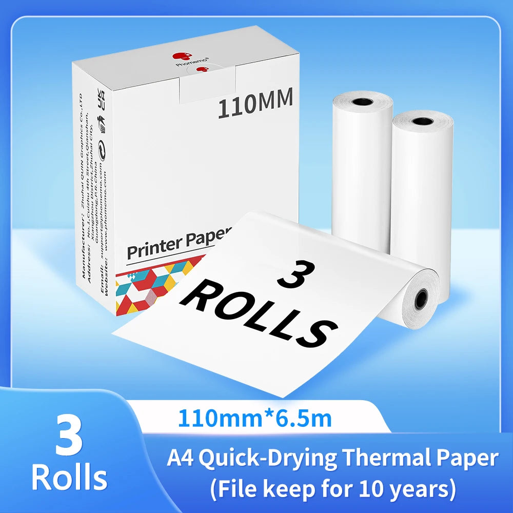 NEW Arrivals 4 Rolls 200 Sheets Set Original PHOMEMO A4 Paper Thermal Paper Fold Continuous Printing Paper Suitable for Phomemo M08F A4 Printer Long Time Storage