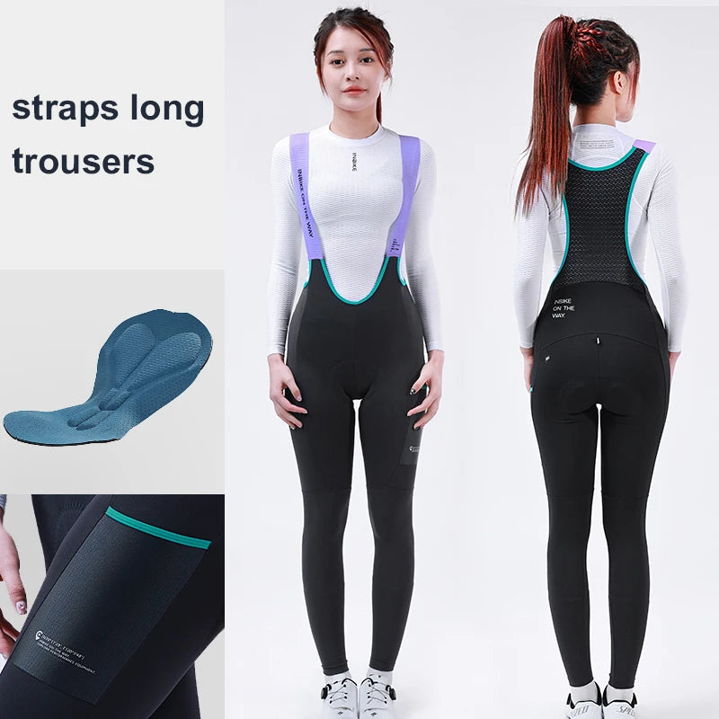 NEW Arrivals UK Size Women‘s Professional Cycling Bib Pants Winter Fleece Bicycle Biking Clothing Pants 3D Padding Road Bike Pants For Women Sports Apparel Supplies