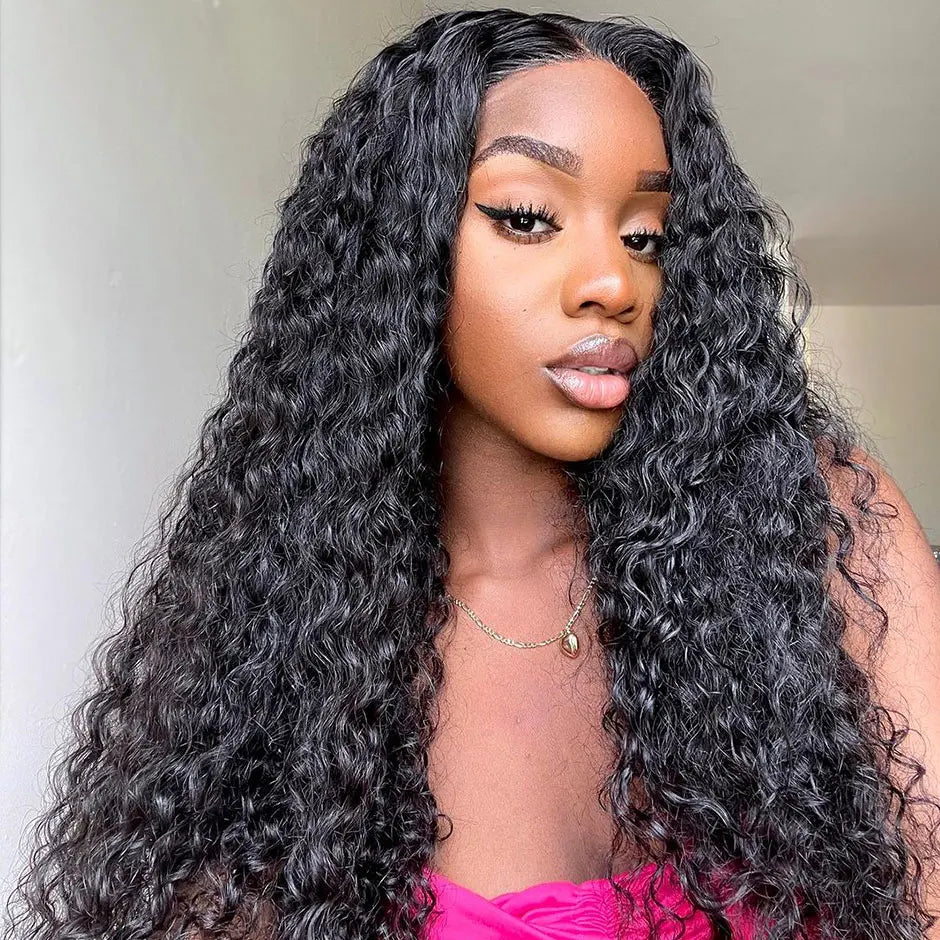 NEW Arrivals 20-32Inches Pre-Bleached Glueless Wig Human Natural Hair Ready To Wear Water Wave Pre-Plucked Lace Frontal Wigs For Women Curly HD Lace Wigs Girls Hair Care Accessories