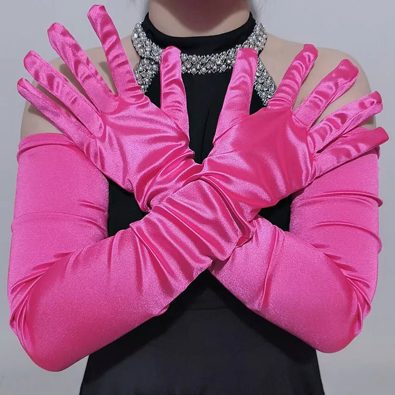 70cm KayCrowne Fashion Sexy Gloves Women Grace Thin Breathable Club Wedding Party Prom Dancing Dress Glove Satin Long Gloves
